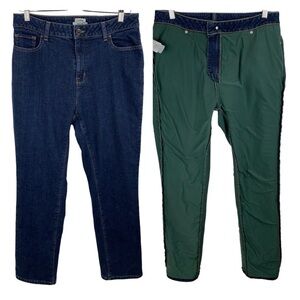 Vintage L.L. Bean Green Fleece Lined Classic Fit Women's Jeans sz 12 MT *TALL*